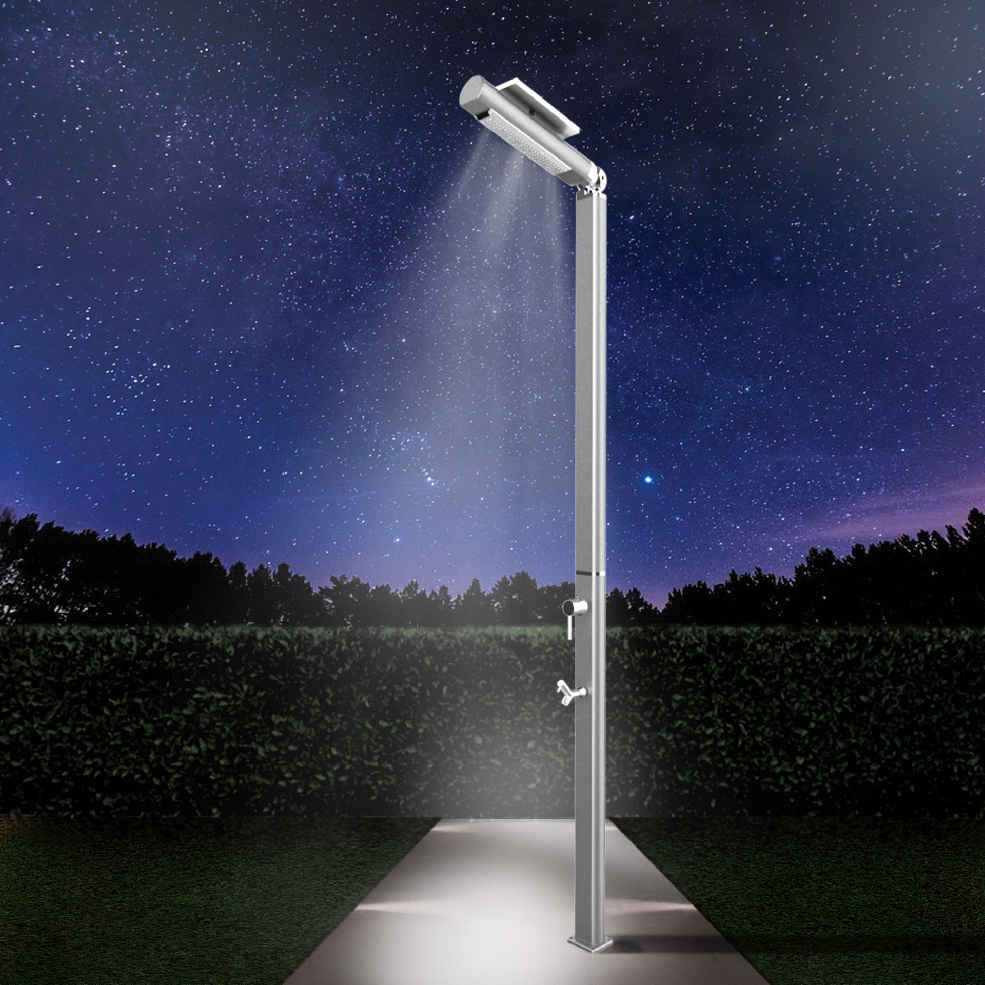 Doccia da Giardino Miscelatore e Lavapiedi con LED Arkema Quick Ottanio Lucido Metallizzato