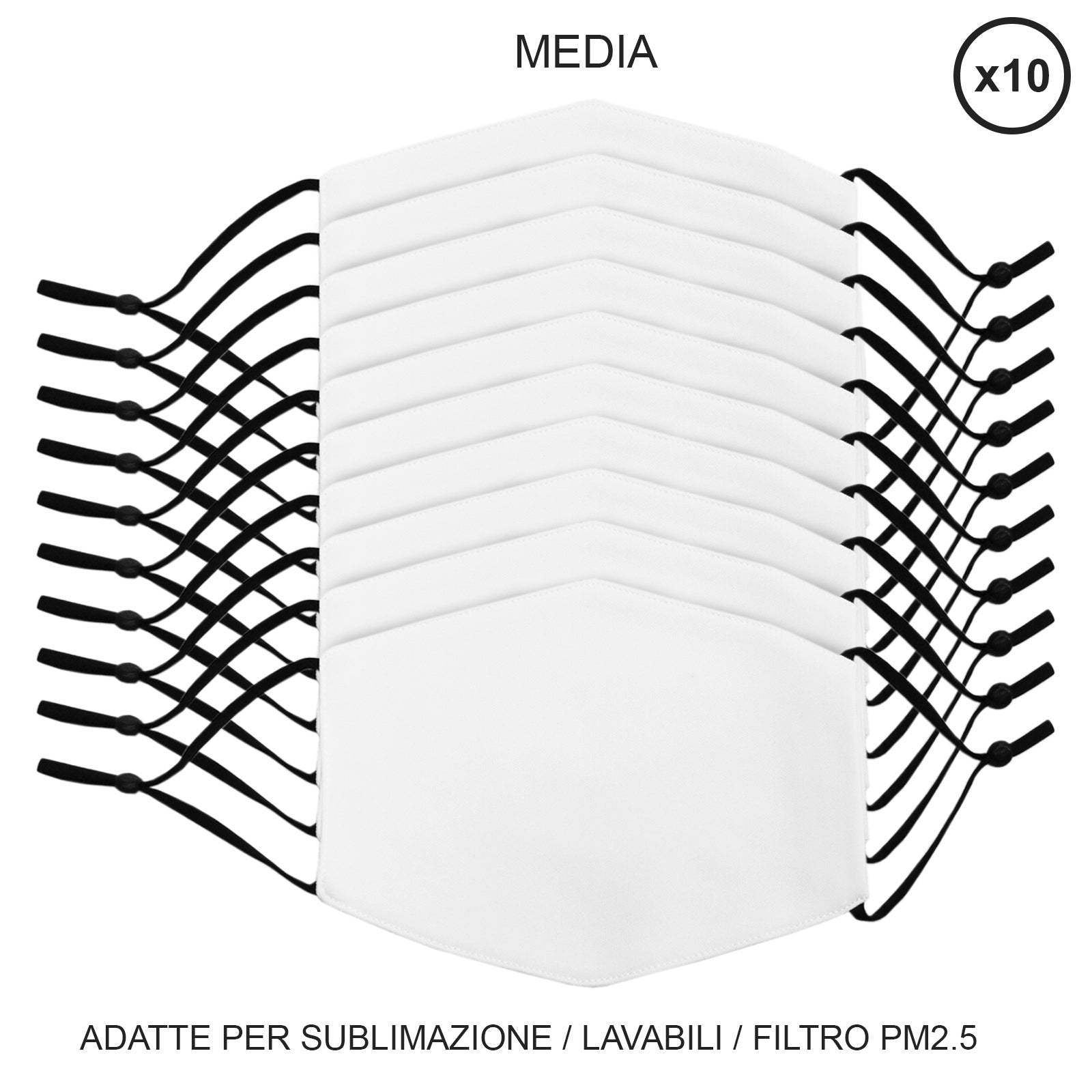 Mascherine per Sublimazione Lavabili - Medie - 10 Pezzi