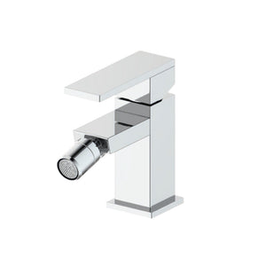 Miscelatore bidet monocomando Square ottone cromato con piletta di scarico click-clack