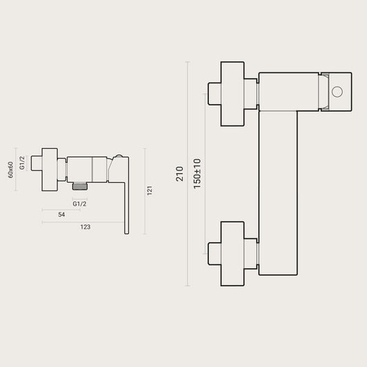 Miscelatore doccia esterno Square ottone cromo senza set doccia