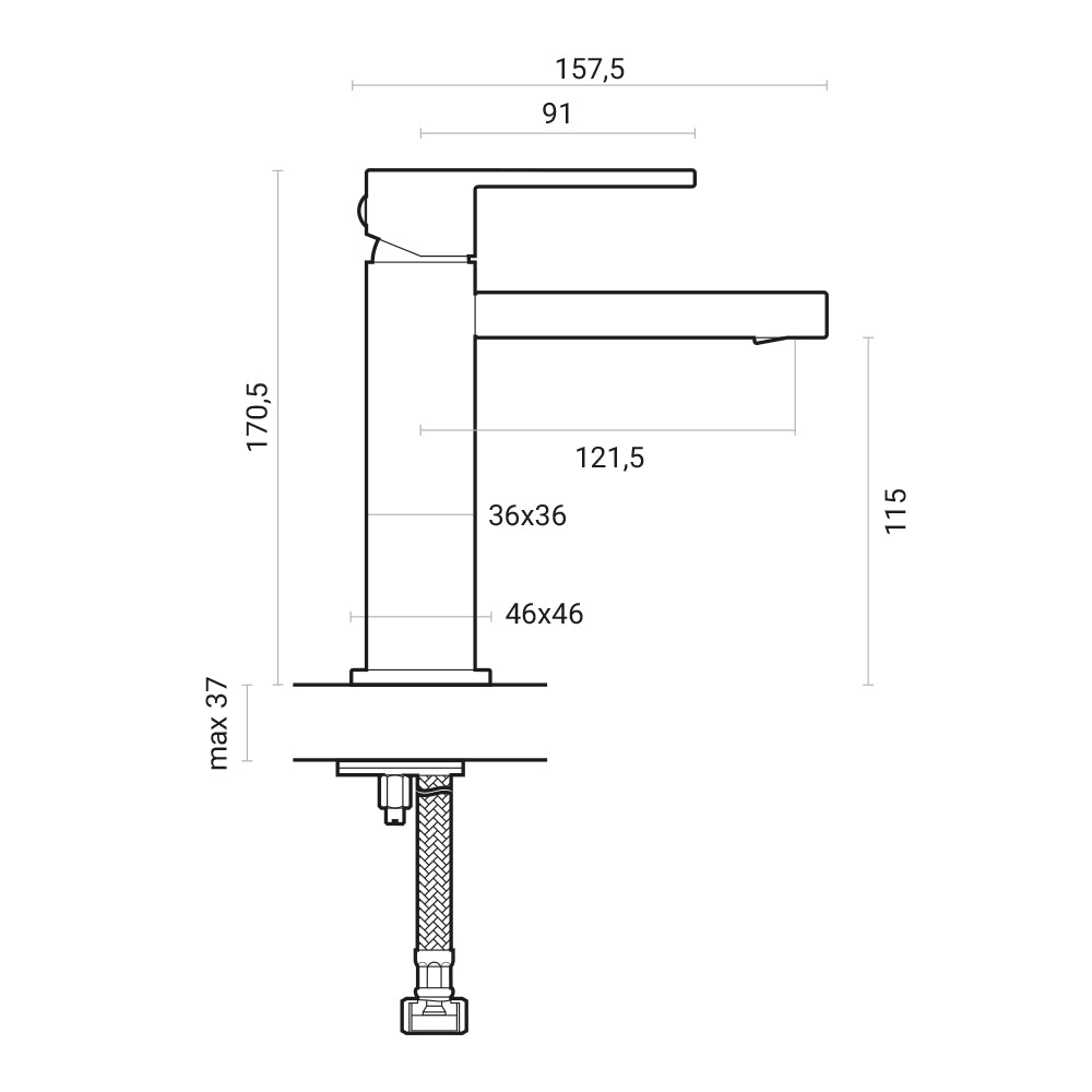 Composizione Square con miscelatore lavabo, bidet e doccia con deviatore 2 vie