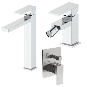 Composizione Square con miscelatore lavabo alto, bidet e doccia con deviatore 2 vie