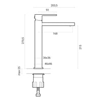 Composizione Square con miscelatore lavabo alto, bidet e doccia con deviatore 2 vie