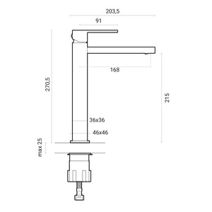 Composizione Square con miscelatore lavabo alto, bidet e doccia con deviatore 2 vie