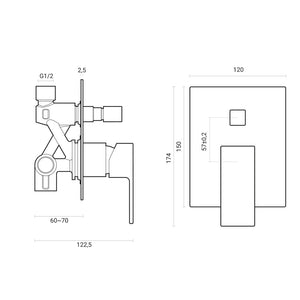 Composizione Square con miscelatore lavabo alto, bidet e doccia con deviatore 2 vie