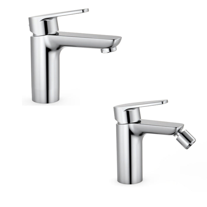 Composizione Orion con miscelatore lavabo+ bidet in ottone cromato