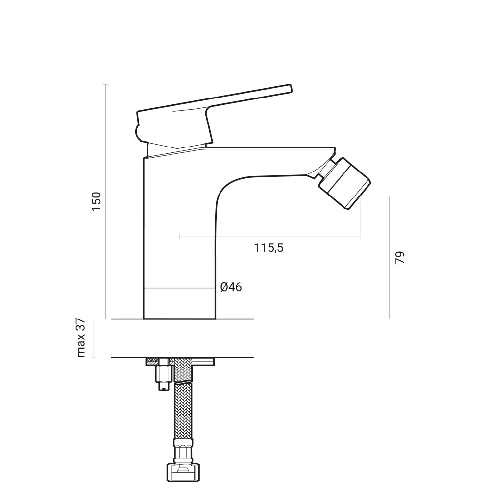 Composizione Orion con miscelatore lavabo+ bidet in ottone cromato