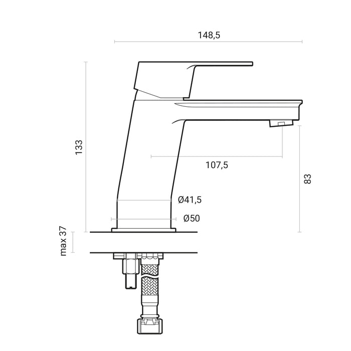 Miscelatore lavabo monocomando Brezza ottone cromato con piletta di scarico 