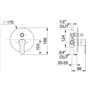 Rubinetto Miscelatore Monocomando Doccia ad Incasso in Ottone Bonussi Orleans Cromato