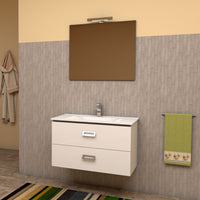 Mobile bagno sospeso QUADRO 91 cm 91x46 bianco lucido con lavabo in ceramica