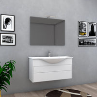 Mobile bagno sospeso ITALY 103 cm 103x47 bianco lucido con cassetti chiusura push to open