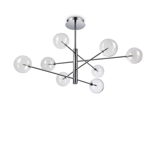 Sospensione Contemporanea Equinoxe Metallo Cromo 8 Luci 2W 3000K Luce Calda