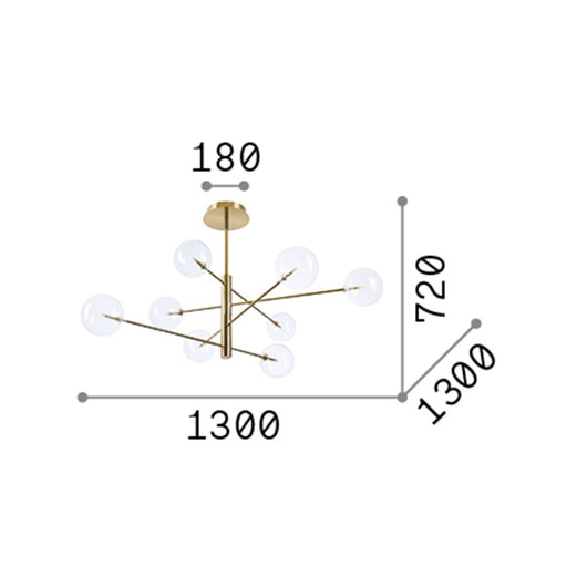 Sospensione Contemporanea Equinoxe Metallo Cromo 8 Luci 2W 3000K Luce Calda