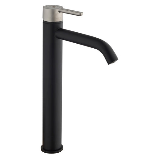 Miscelatore monocomando lavabo alto linea mugello  Nero Opaco - Leva InoxLAMBO