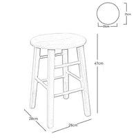 Sgabello con seduta rotonda  h 47cm  color noce scuro gamba dritta 