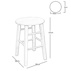 Sgabello con seduta rotonda  h 47cm  color noce scuro gamba dritta 