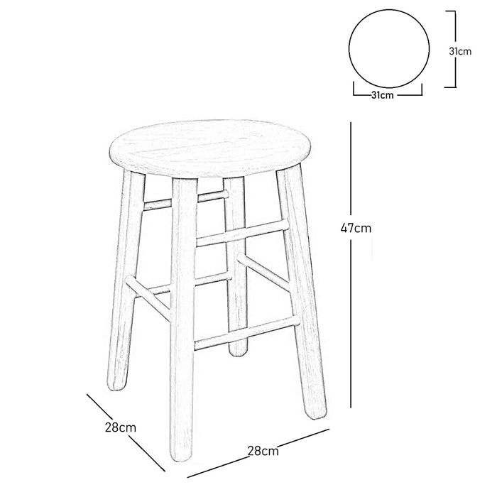 Sgabello con seduta rotonda  h 47cm  color noce scuro gamba dritta 