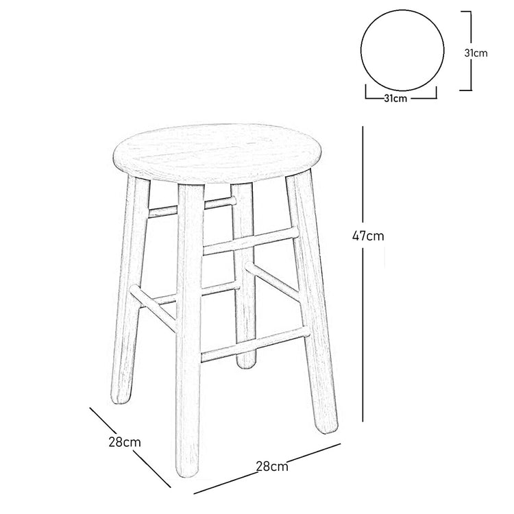 Sgabello con seduta rotonda  h 47cm  color noce scuro gamba dritta 