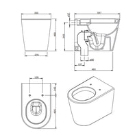 Sanitari filomuro moderni Sanindusa Urb.Y PLUS 55 wc, bidet e sedile soft close