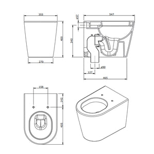 Sanitari filomuro moderni Sanindusa Urb.Y PLUS 55 wc, bidet e sedile soft close