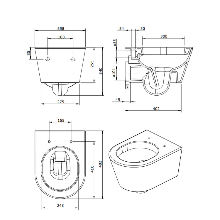 Sanitari Sospesi Sanindusa Urb.Y PLUS 48 wc, bidet e sedile soft close