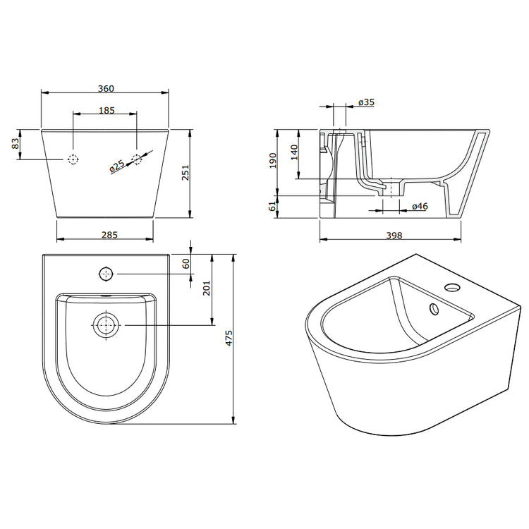 Sanitari Sospesi Sanindusa Urb.Y PLUS 48 wc, bidet e sedile soft close