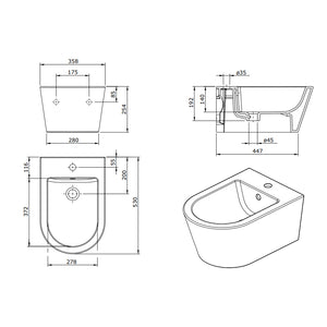 Sanitari sospesi Sanindusa Urb.Y PLUS 52 wc, bidet e sedile soft close