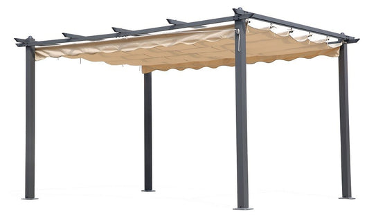 PERGOLA 3X4 GAZEBO ALLUMINIO CON TELO RETRATTILE SCORREVOLE GIARDINO