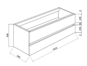 MOBILE BAGNO CON LAVABO E SPECCHIO INCLUSI FINITURA ROVERE GRIGIO 105X47X53H Cm