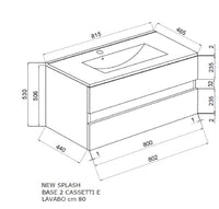 MOBILE BAGNO CON LAVABO E SPECCHIO INCLUSI FINITURA ROVERE GRIGIO 81X47X53H Cm