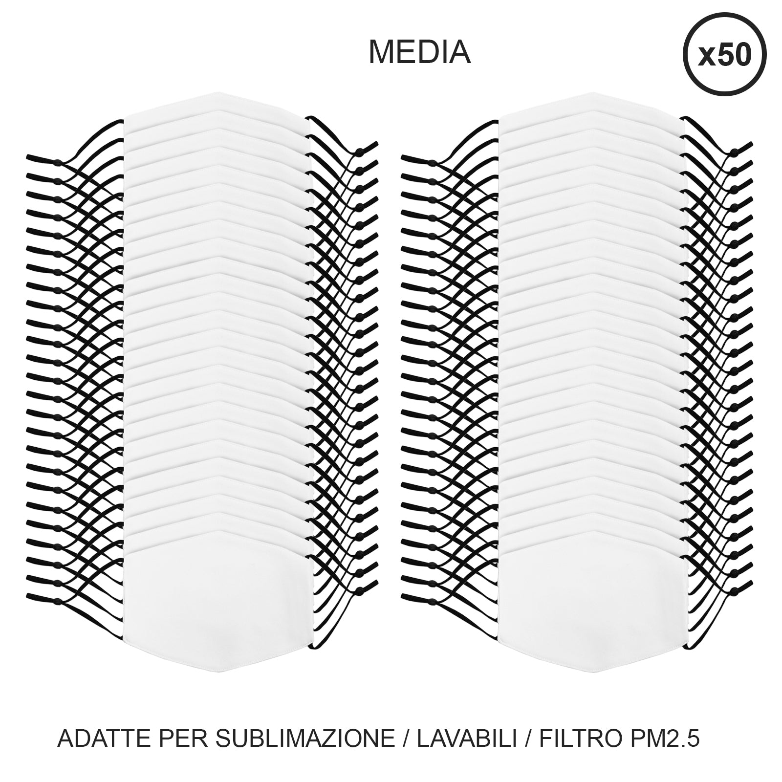 Mascherine per Sublimazione Lavabili - Grandi - 50 Pezzi