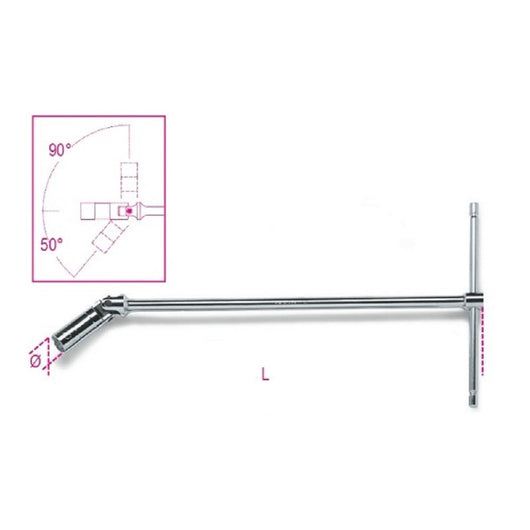 BETA959 L CHIAVE A T CON BUSSOLA SNODATA TIPO LUNGO PER CANDELE DI ACCENSIONE DA 20,08mm