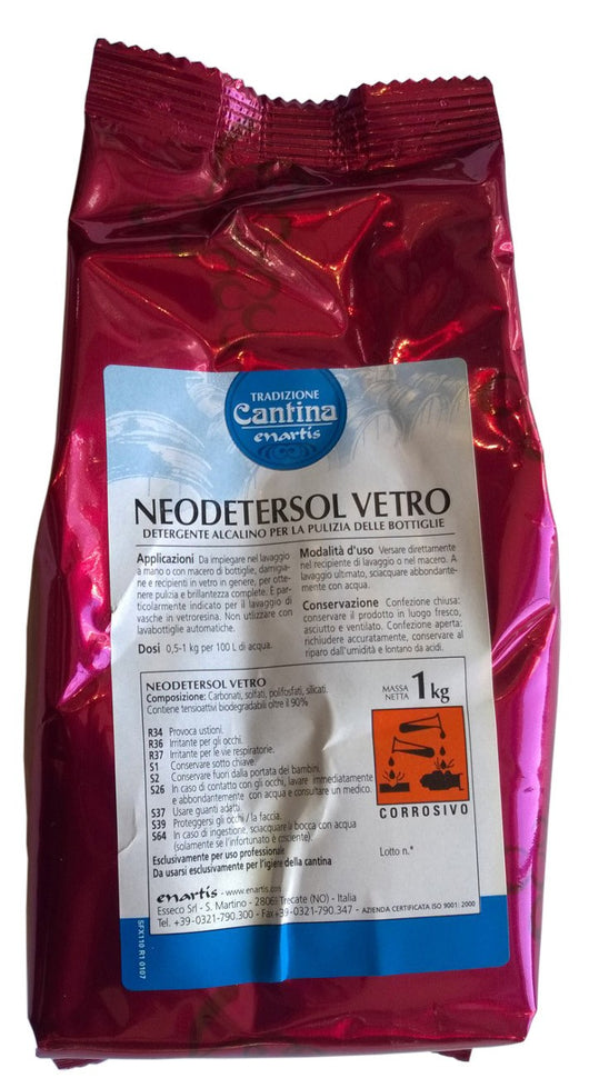 NEODETERSOL VETRO KG.1 DETERGENTE PER PULIZIA BOTTIGLIE BOTTI DAMIGIANE