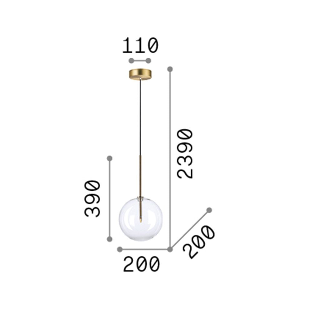 Sospensione Contemporanea Equinoxe Metallo Ottone 1 Luce 2W 3000K D20Cm