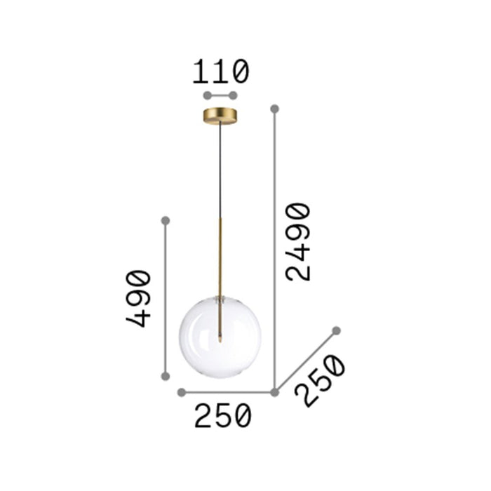 Sospensione Contemporanea Equinoxe Metallo Ottone 1 Luce 2W 3000K D25Cm