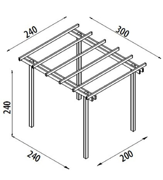 GAZEBO PERGOLA 240X300 LEGNO PINO MASSELLO IMPREGNATO