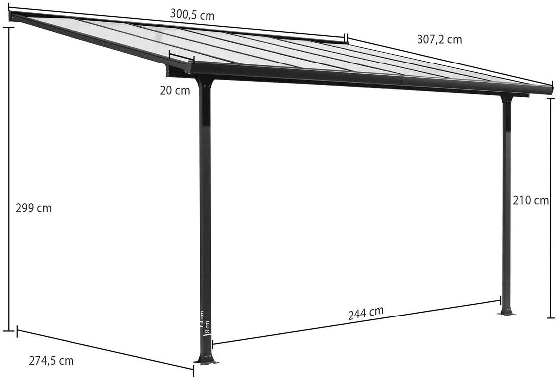 Tettoia Foresta veranda in alluminio e policarbonato 300x307