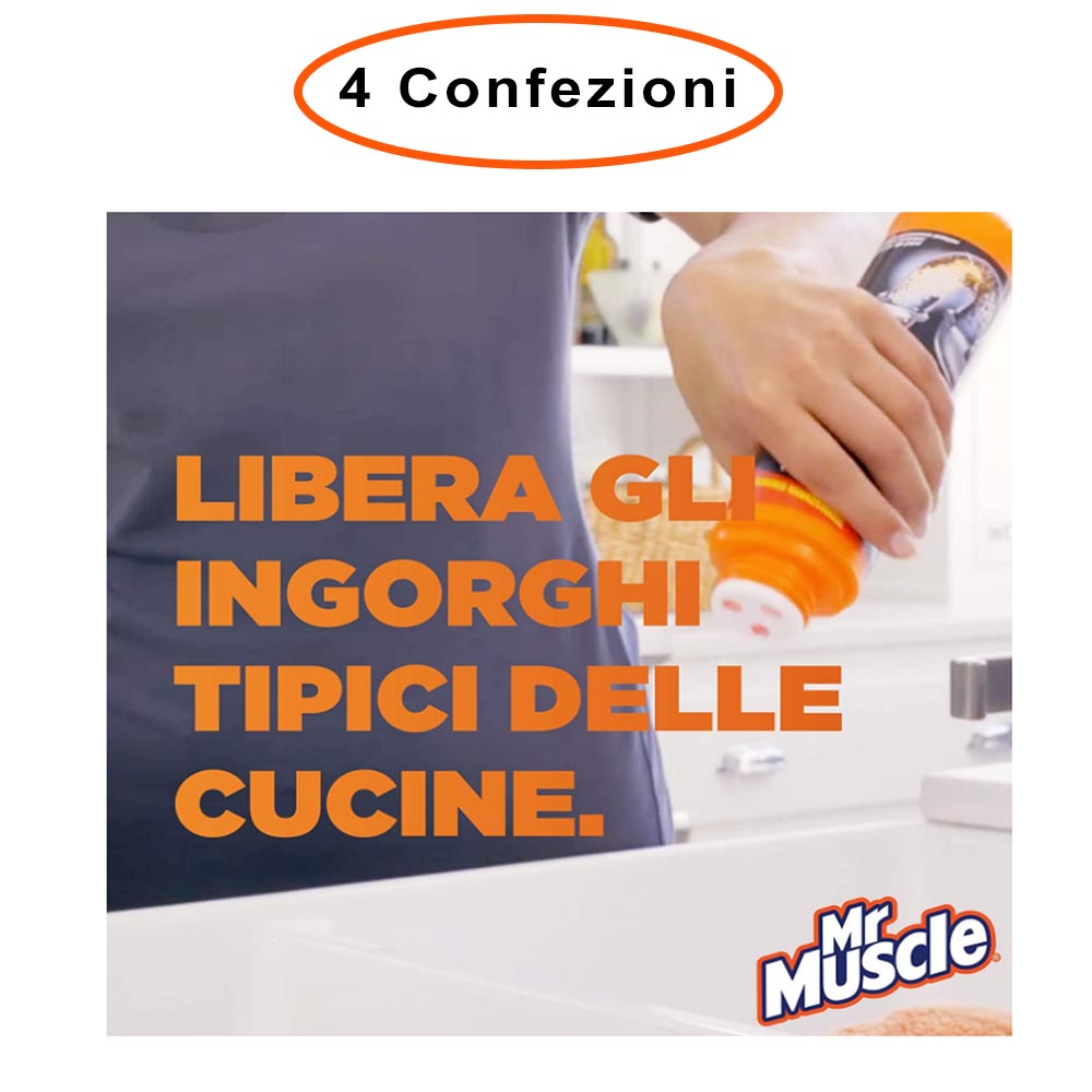 Mr muscle niagara disgorgante granulare per cucina 4 confezioni da 250 gr