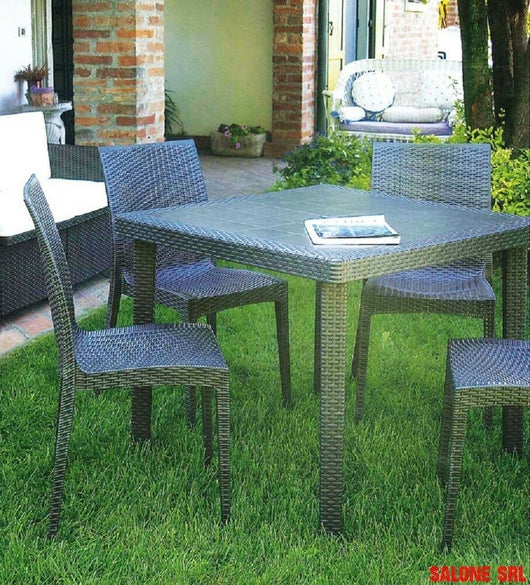 TAVOLO BOHEME IN POLIPROPILENE EFFETTO RATTAN 90X90X74H ANTRACITE