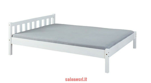 LETTO SINGOLO VILMAR 148x210x70H PINO MASSELLO TINTO BIANCO RETE ESCLUSA