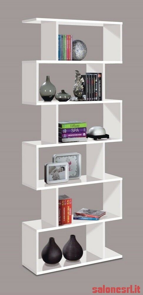 KIT LIBRERIA  ATHENA  CM.80X25X192H BIANCA PARETE ATTREZZATA SCAFFALE