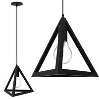 LAMPADARIO DA SOFFITTO A SOSPENSIONE FORMA TRIANGOLO 3D PORTA LAMPADINA E27 NERO