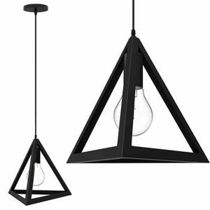 LAMPADARIO DA SOFFITTO A SOSPENSIONE FORMA TRIANGOLO 3D PORTA LAMPADINA E27 NERO