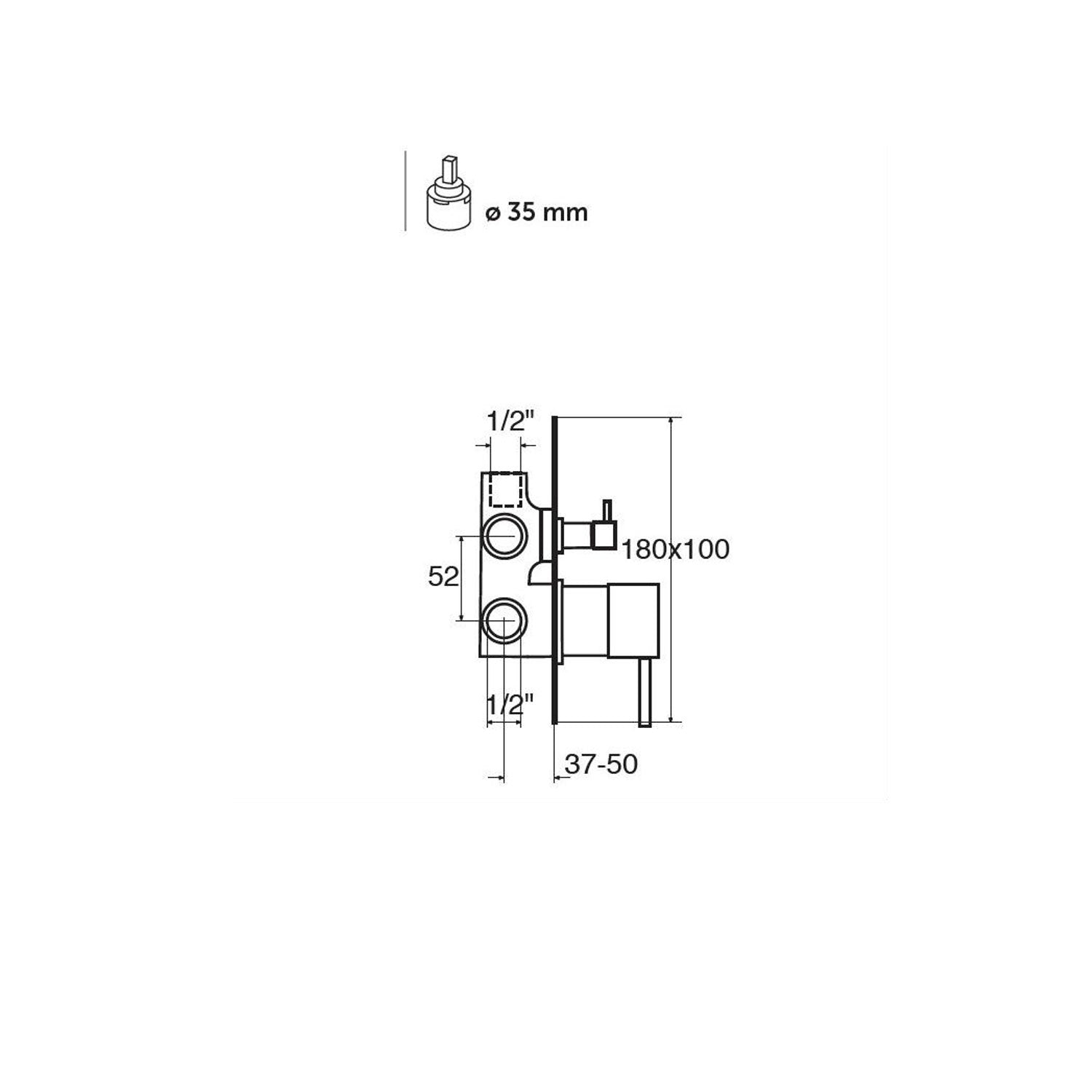 Monocomando doccia ad incasso con deviatore a 3 uscite in ottone nero opaco serie minimal Keller taps