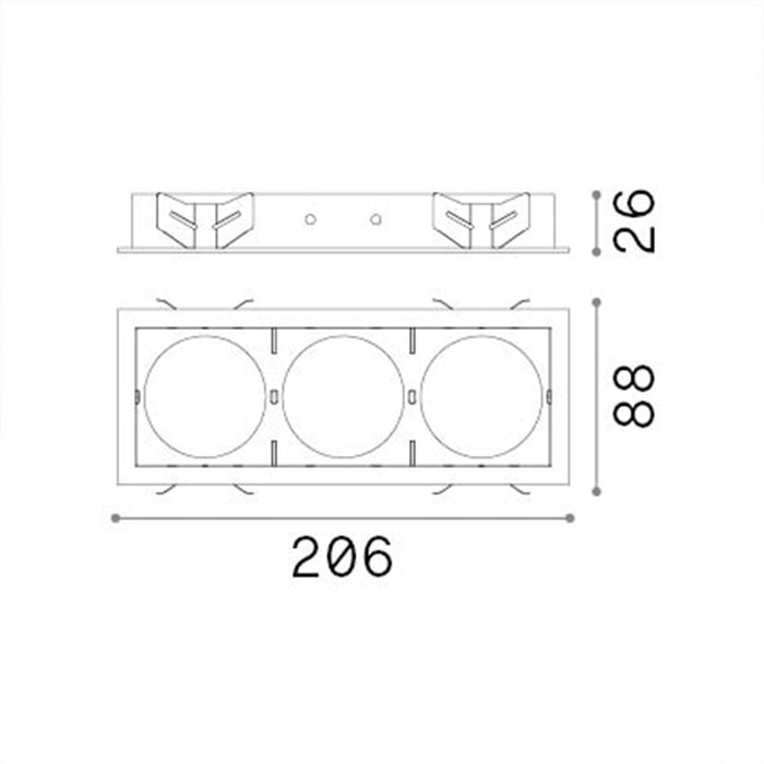 Cornice Rettangolare Tripla A Incasso Contemporanea Bento Metallo Nero