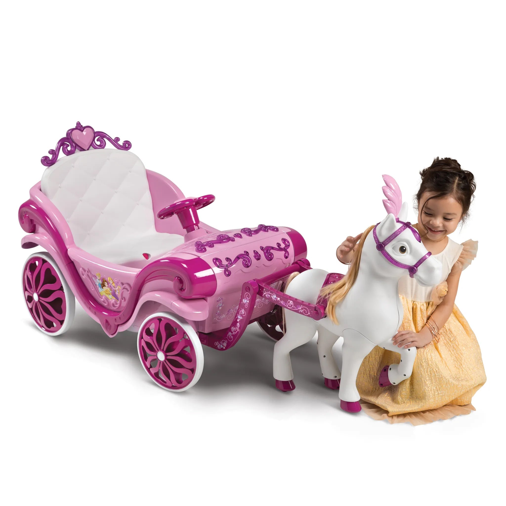 Carrozza Elettrica per Bambine 132x72x87 cm 6v con Licenza Disney Princess