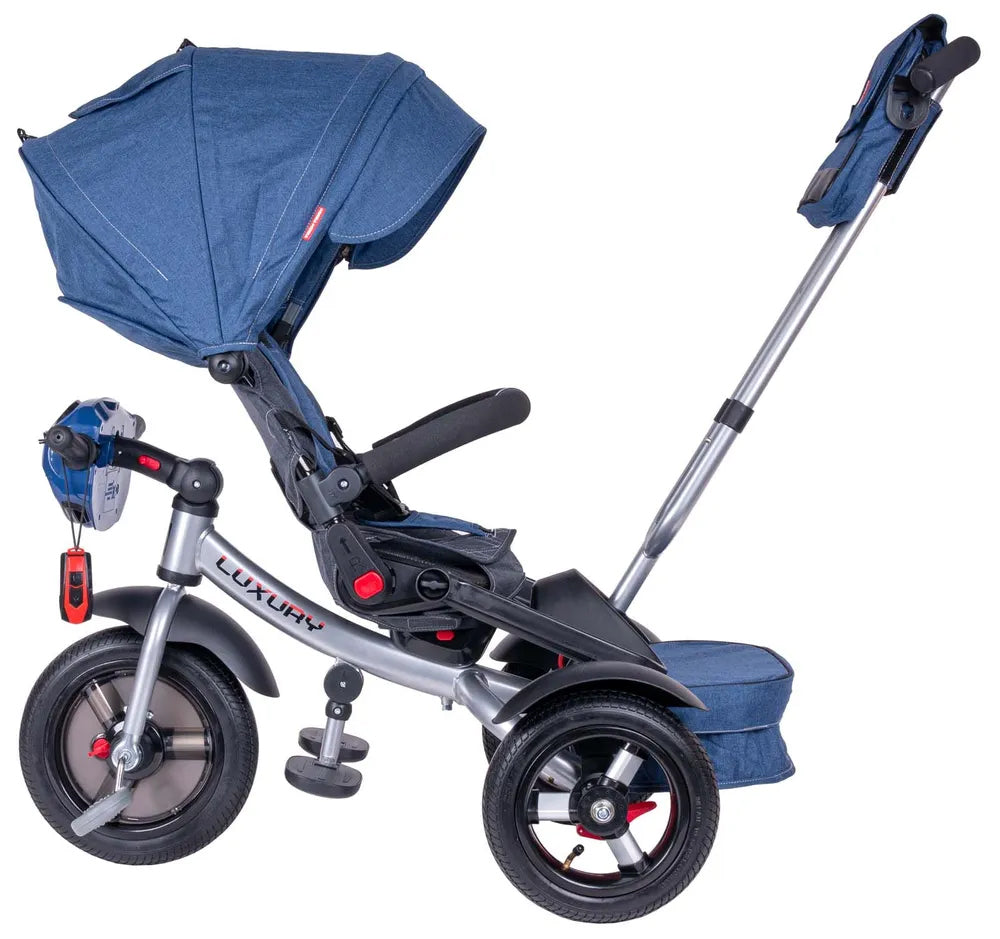 Triciclo Passeggino per Bambini 95x52x105 cm con Seggiolino Reversibile Jolly Blu