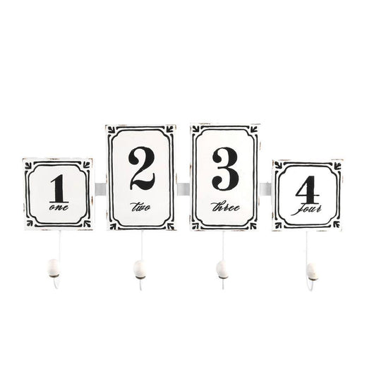 Appendino metallo 4 posti bianco con numeri cm46x23x6,5