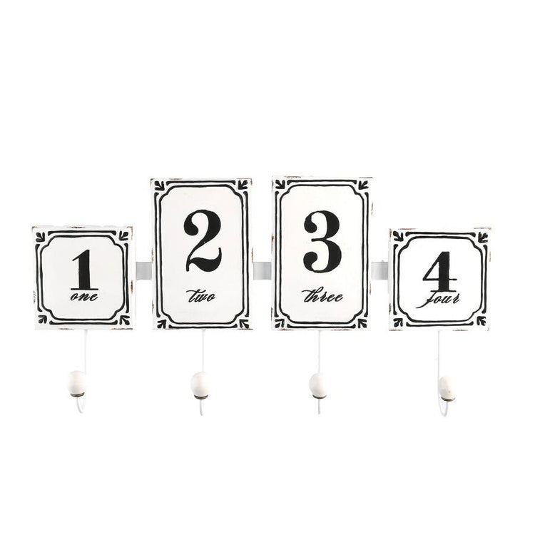 Appendino metallo 4 posti bianco con numeri cm46x23x6,5