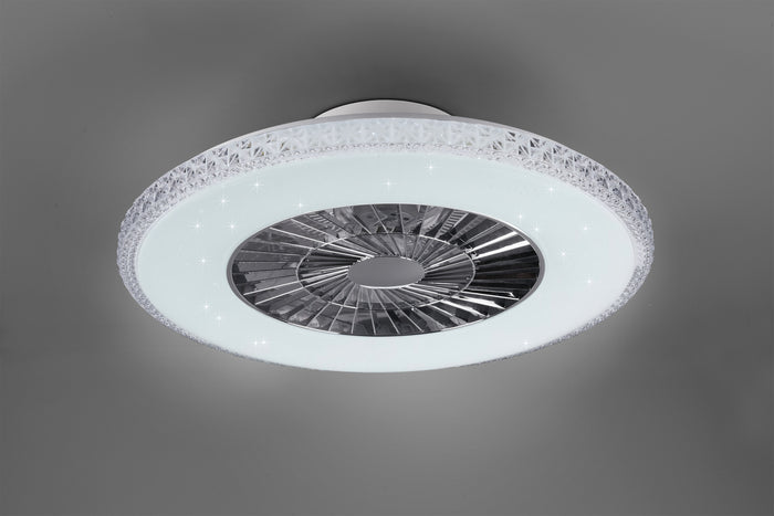 Ventilatore con Lampada Plafoniera Led Soffitto effetto Cristallo Harstad GD Trio